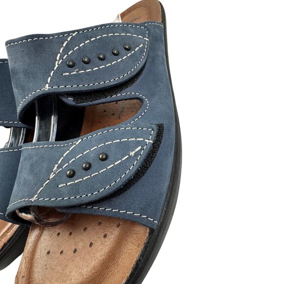 Flexus Anatomic Adjustable Comfort Blue Leather Sandals Women's Size 41/9.5-10 - Picture 4 of 10